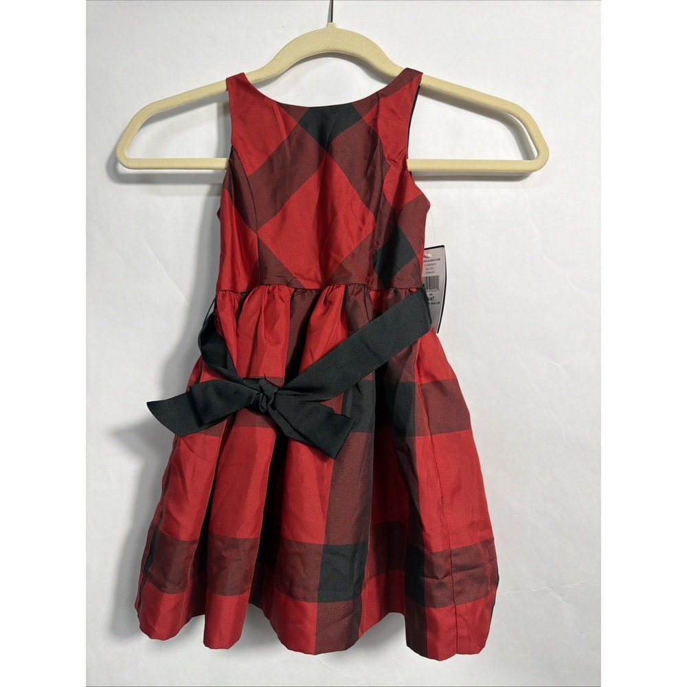 Polo Ralph Lauren Girls 4/4T NWT Buffalo Plaid Holiday Dress Red Black Bow
